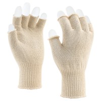 Knitted glove, made of 2 threads, without fingertips