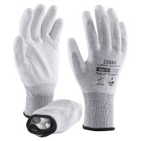 Антистатические (ESD) перчатки из полиэстера с углеродными волокнами с полиуретановым покрытием на ладони