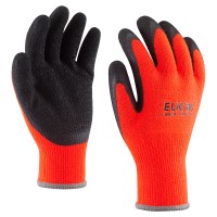 Pletene zimske rukavice od akrila/lycra, narandžaste, umočene u crni lateks