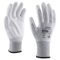Антистатические (ESD) перчатки из полиэстера с углеродными волокнами с полиуретановым покрытием на ладони