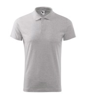 Homme T-shirt avec col, gris chiné clair, 180 g/m²