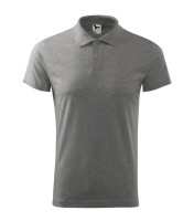 Homme T-shirt avec col, gris chiné foncé, 180 g/m²