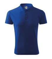 Homme piqué T-shirt avec col, bleu royal, 200 g/m²