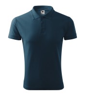 Homme piqué T-shirt avec col, bleu marine, 200 g/m²