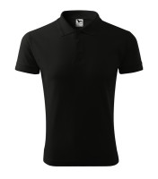 Herren Pique T-Shirt mit Kragen, schwarz, 200 g/m²