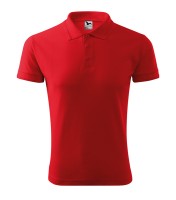 Homme piqué T-shirt avec col, rouge, 200 g/m²