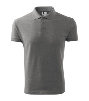 Herren Pique T-Shirt mit Kragen, dunkelgrau melliert, 200 g/m²