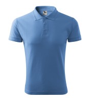 Homme piqué T-shirt avec col, bleu ciel, 200 g/m²
