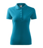 Femme piqué T-shirt avec col, turquoise foncé, 200 g/m² Femme piqué T-shirt avec col, turquoise foncé, 200 g/m²