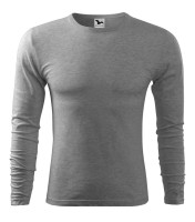 Homme T-shirt à manches longues, gris chiné foncé, 160 g/m²