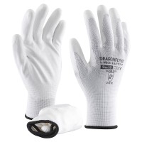 Witte polyester montagehandschoen met PU palm coating, eco-versie