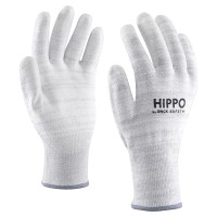 Carbon fiber, cut-resistant, nylon ESD glove with PU coated palm