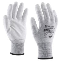 Антистатические (ESD) перчатки из полиэстера с углеродными волокнами с полиуретановым покрытием на ладони, экономичная версия