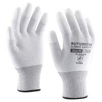 Polyester assembly glove with PU  coated fingertips, economical version