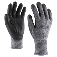 Sive tanke rukavice 3-će klase zaštite od sečenja, umočene u crni PU