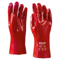 PVC crvena potpuno omočena, hemijski otporna rukavica 45cm dužine