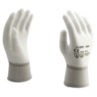 ESD white knitted assembly glove with PU fingertip ESD white knitted assembly glove with PU fingertip