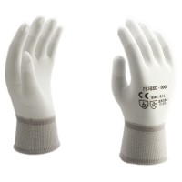 ESD white knitted assembly glove with PU fingertip