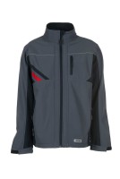 Planam Highline softshell jas, donkergrijs/zwart/rood