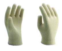 Knitted glove, made of 2 threads
