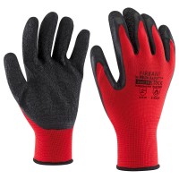 Polyester assembly glove with latex coated palm