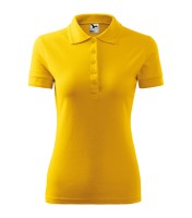 Femme piqué T-shirt avec col, jaune, 200 g/m²