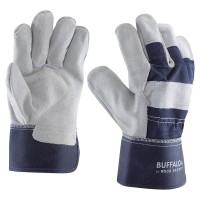 Cowsplit leather gloves, high grade, blue