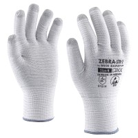 Carbon striped polyester ESD glove without coating