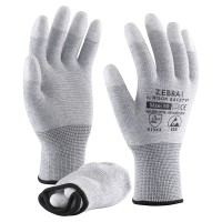 Carbon fiber polyester ESD glove with PU coated fingertips