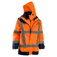High-visibility multifunctional winter parka and softshell jacket