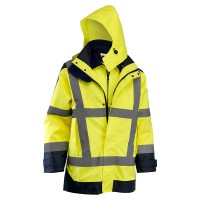 High-visibility multifunctional winter parka and softshell jacket