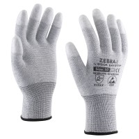 Carbon fiber polyester ESD glove with PU coated fingertips Carbon fiber polyester ESD glove with PU coated fingertips